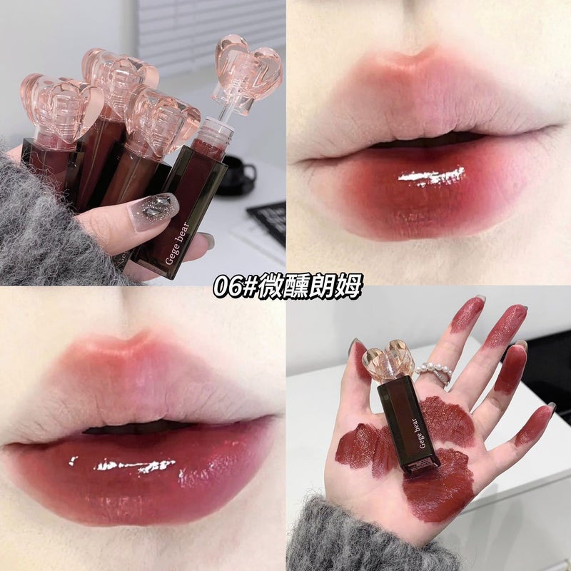 Gege Bear Sweetheart Transonic Lip Glaze Waterlight Mirror Doodle Glass Lips Naturally White Student Moisturizing Lip Honey - Image 1